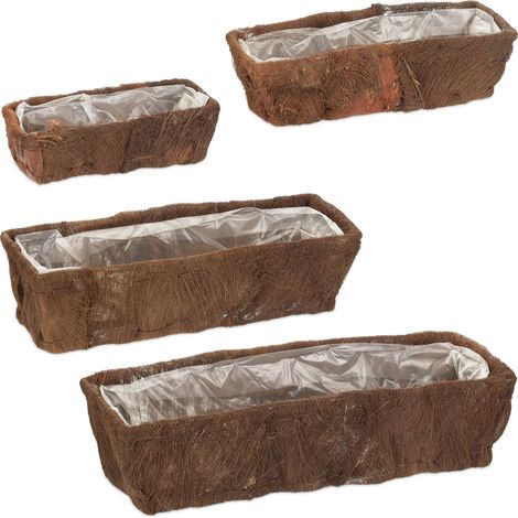 Set di 4 fioriere rettangolari decorative da interno ed esterno 30 x 15 x 10 cm in legno di abete naturale 130012602