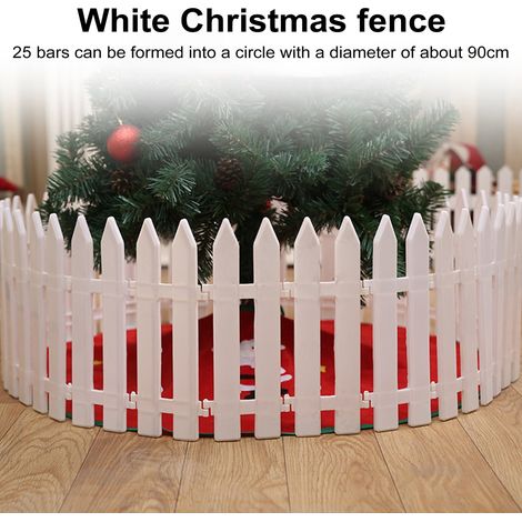 Clôture De Noël - Clôture Blanche En PVC Pour Arbre De Noël - Diamètre 90 Cm Avec 25 Pièces - Décoration Intérieure Et Extérieure (1/5)