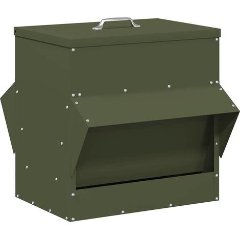 Mangeoire pour poules Vert olive 40,5 x 45 x 41 cm