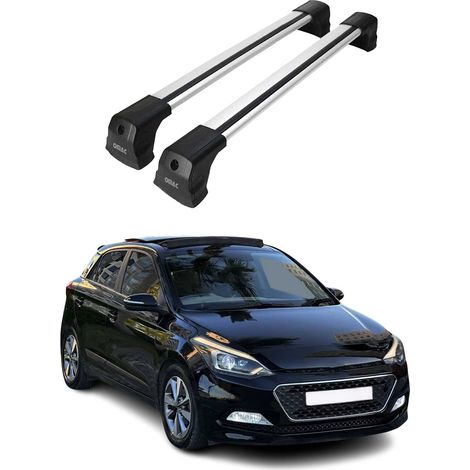 OMAC Dachträger Querträger kompatibel mit Hyundai i20 II Schrägheck 2014-2020 – 2 Stangen – Abschließbar – Aluminium Silber (1/5)