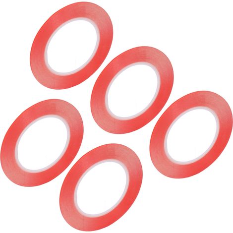 5 Stück doppelseitiges Klebeband, stark und repositionierbar, superklebend, rotes PET 4 mm, ideal für Bastelarbeiten und Geschenkverpackungen. (1/5)
