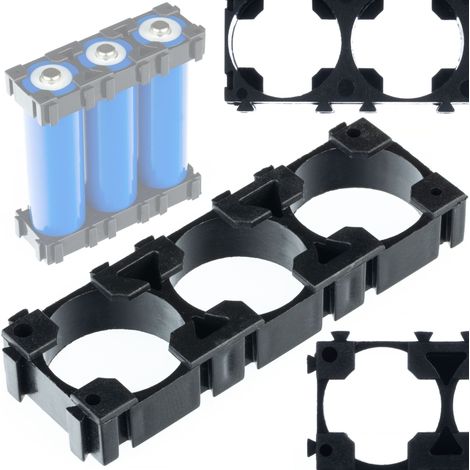 Rosfix Batteriehalter 1x3 – Kunststoffgehäuse für 3x 18650 Li-Ion Zellen  Modular Steckbar  Stabil & Leicht  Für Akkupack-Montage  Zubehör für Batteriebau