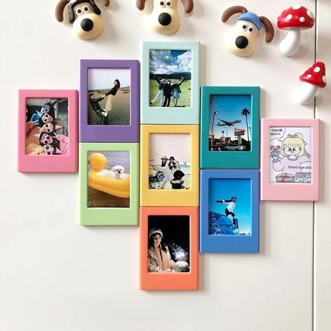 Set di 9 cornici magnetiche oblunghe in stile boho mini magneti da frigorifero per foto cornici ideali come regalo o decorazione. (1/4)