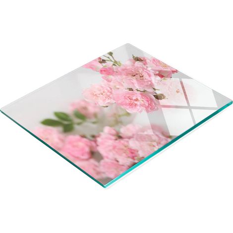 Tablero decorativo multifuncional de vidrio templado con rosas silvestres, 60x52 cm.