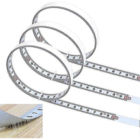 3 rouleaux de ruban à mesurer auto-adhésif, 1 m, échelle métrique, pour rails d'onglet, règle d'établi en acier, ruban à mesurer auto-adhésif pour rainures en T (1/5)