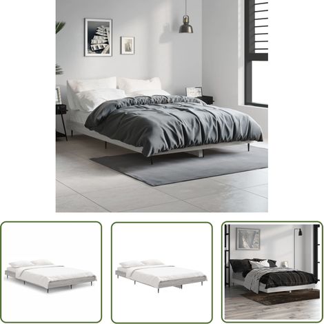 The Living Store Bettgestell Grau Sonoma 120x190 cm Holzwerkstoff - Holzbettfassungen - Doppelbett Gestell - Bettrahmen - Boxspring Rahmen - Grau Bettwäsche (1/5)