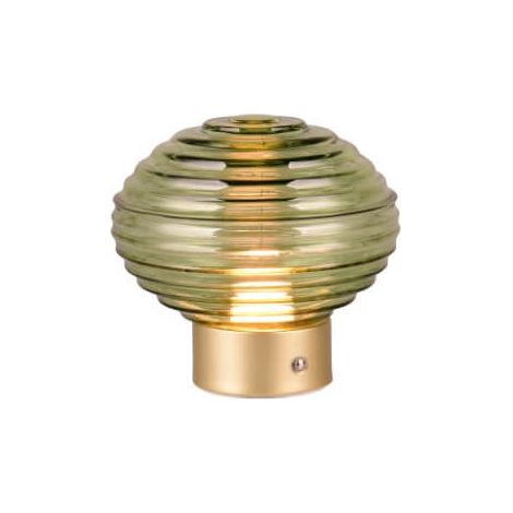 REALITY LEUCHTEN R57771115 EARL R57771115 LAMPE DE TABLE À 4 LED AVEC BATTERIE EN MÉTAL LAITON MAT ET VERRE VERT 1,5 W (1/3)