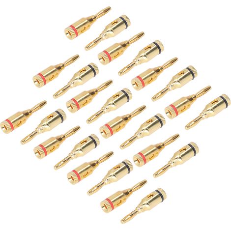 Lot de 24 fiches bananes dorées, connecteurs rapides universels pour câbles d'enceintes 12 à 18 AWG, voiture, plaquage or, embouts à visser. (1/5)