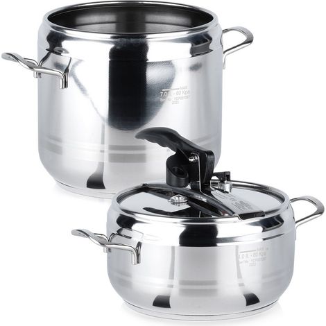 Olla a presión de acero profi 4+7 l 2 unidades. (1/5)
