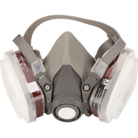 Écran facial anti-poussière 7 pièces, demi-masque réutilisable à double filtration avec lunettes de protection (1/5)