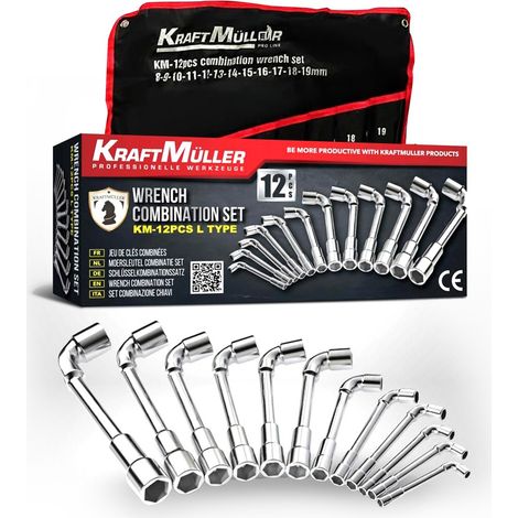 Jeu de 12 Clés à pipe Kraft Muller 6 PANS de 8 à 19mm