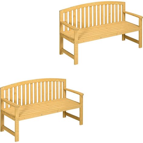 2er-Set 2-Sitzer Gartenbank Holz, wetterfest Sitzbank, Gartenmöbel mit Rückenlehnen, 240 kg belastbar 140 x 50 x 85 cm, Orange