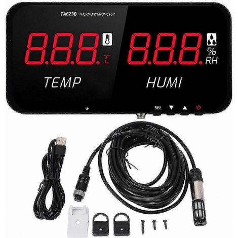 Thermomètre-hygromètre à grand écran LED haute précision pour serres et usage industriel (1/5)