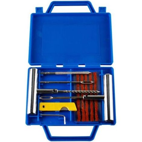 Kit de Réparation de Pneu, Kit de Reparation avec Gants Jetables, Tubeless Roue De Pneu Crevaison Outil De Rectification Set pour Moto, VTT, Jeep, Réparation de Perforation de Pneu Plat (1/4)