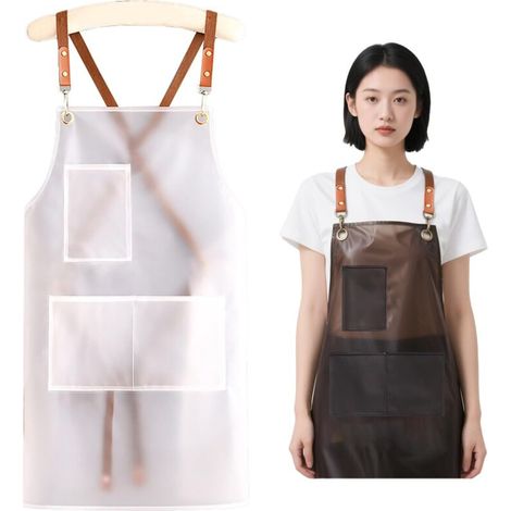 Delantal unisex transparente de PVC impermeable para lavar platos y cocinar. (1/4)