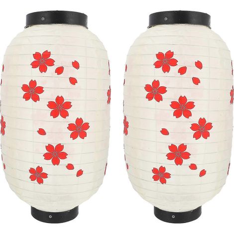 2 faroles con estampado de flores de cerezo, faroles de seda de estilo japonés para jardín o patio. (1/2)