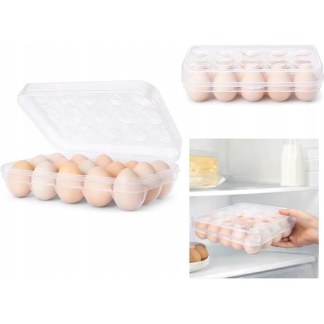 Contenitore per uova in plastica trasparente per frigorifero, 15 posti (1/4)
