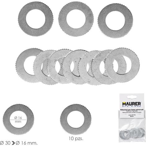 adaptadores / reductores disco corte madera ø 30 a ø 16 mm. (bolsa 10 piezas)