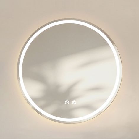 OKWISH Runder LED-Badezimmerspiegel 60 cm dimmbar mit Antibeschlagfunktion (1/5)