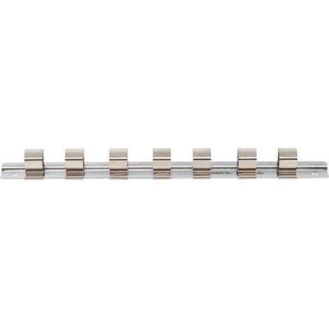 Rail Pour Douilles - 7 Clips - 12,5 mm - Longueur 210 mm - Métal - Pour Clé À Douille