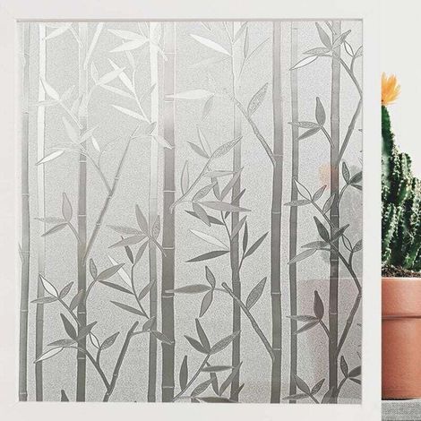Pellicola per finestre elettrostatica opaca, non adesiva e anti-UV con motivo di bambù per decorazione di cucina, ufficio e camera da letto, 45 x 200 cm (1/4)