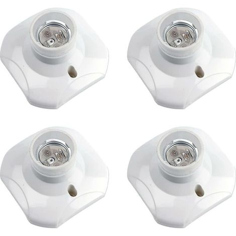 Douille Plafond E27 à Visser, Douille E27 Garage, AC 220-240V, Support Douille pour Ampoule LED, Base Plafonnier Culot E27, Base de Lampe Plastique Blanche pour Lampe au Mur, lot de 4 (1/5)