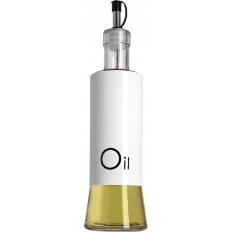 Bottiglia di olio d'oliva KADAX da 320 ml con dispenser per olio in vetro bianco (1/5)