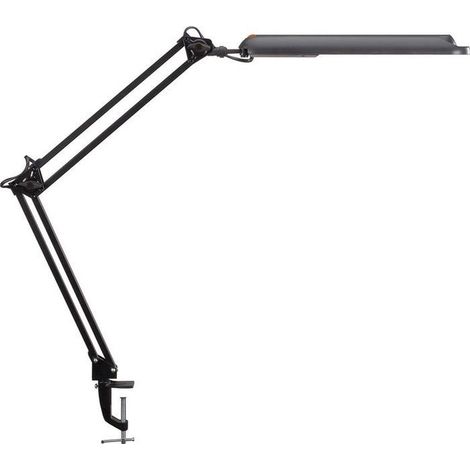 Lampe de bureau, métal/cuivre, noire, hauteur max. 380 mm, avec pince de table et LED. (1/4)