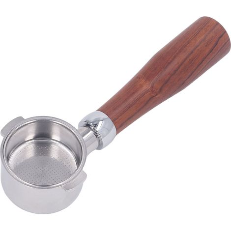 Ortviai Portafiltre sans fond 51 mm en acier inoxydable 304 avec poignée en bois de palissandre rouge pour machine à café Delonghi EC0310 (1/5)