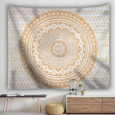 Indien Mandala Tapisserie Tenture Boheme Decoration Tapestry Tentures tapiserie tapis boheme chic drap mural aesthetic mandala mural grand tissu mandala mur，jaune, une pièce