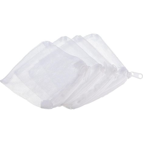Aquarium Filtre Media Sacs 10x10cm 4 Paquet Poisson Réservoir Maille Sacs avec Zipper Blanc (1/5)