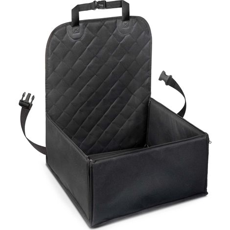 Wiltec Autositz für kleine bis mittlere Hunde 100x45 cm mit Sicherheitsgurt, Hundesitz für Vordersitz und Rücksitz, Schwarz