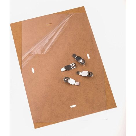 TrAdE Shop Traesio - Porta Foto 20x25 Con Clip Fix Intercambiabile A Giorno Plexiglass Senza Cornice - (1/3)