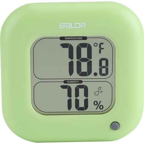 BALDR Mini Digital Thermometer Hygrometer Indoor Room Humidity Temperature Display Green