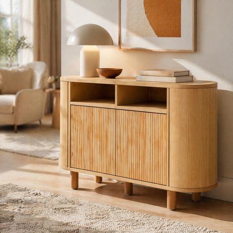 Buffet enfilade 120 cm MDF naturel rangement OKMYHOME (1/5)
