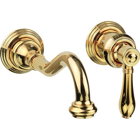 Miscelatore monocomando per lavabo a parete modello retrò colore oro Gattoni Oxford 3138/31D0  Oro