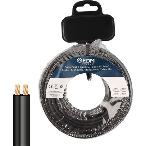 Carrete câble parallèle couleur noir 2x0,75mm² 5m (Audio et vidéo) EDM (1/2)