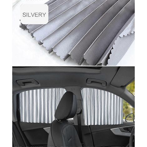 Automatischer, einziehbarer Sonnenschutz für Autos mit Magnetschiene, silberfarben