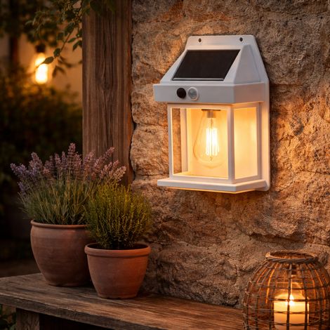 Aplique Solar IP44 3W 3000K 100Lm con Sensor PIR - Blanco [ASAL-0289]