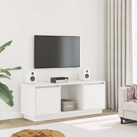vidaXL TV Cabinet White 110,5x35x44 cm Solid Wood Pine (1/5)