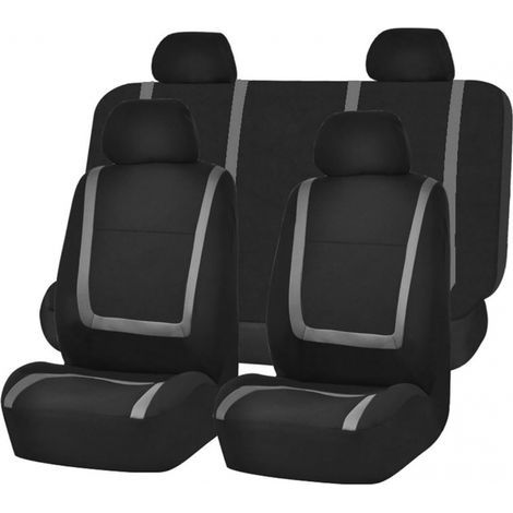 Juego de fundas universales para asientos de coche Ulisem, fundas universales para conductor y pasajero, accesorios de tuning interior, gris. (1/5)