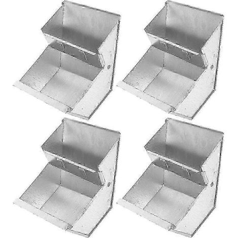 Mangeoire métallique robuste pour cage à lapins idéale pour une alimentation efficace en élevage (lot de 4 15 x 11 x 10 cm couleur argent). (1/5)