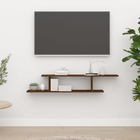 TV-Wandregal Braun Eichen-Optik 125x18x23 cm Holzwerkstoff vidaXL (1/5)