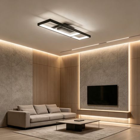 Plafonnier LED rectangulaire 43W, 70x30 cm, 3000–6000K, 4600LM avec télécommande (uniquement avec plafonnier LED) (1/5)