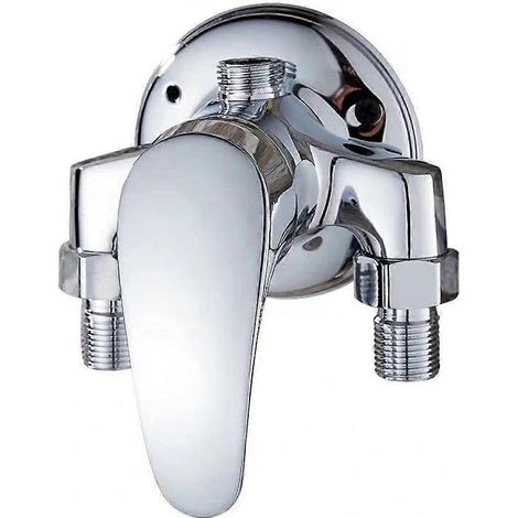 Mitigeur de douche mural monocommande en laiton chromé pour eau chaude et froide dans la salle de bain. (1/4)