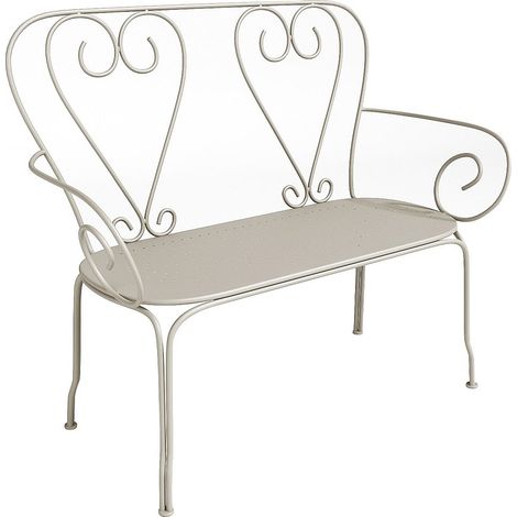 Banc de jardin en métal façon fer forgé - Beige - GUERMANTES de MYLIA
