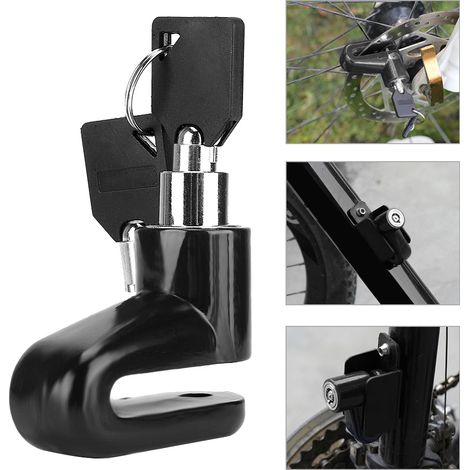 Serrure antivol renforcée pour disques de frein de scooter, moto et vélo en couleur noire (1/5)