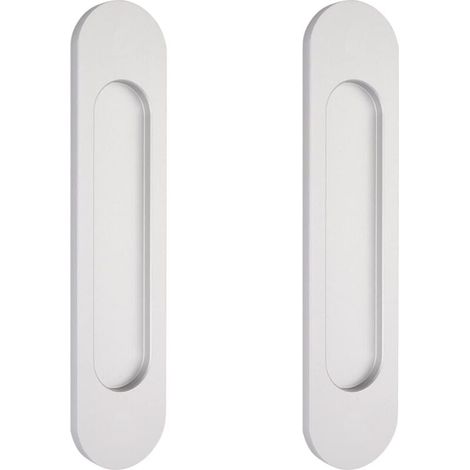 2 poignées de porte coulissantes ovales argentées de 15 cm autocollantes, poignées de porte affleurantes en aluminium, pour portes de grange coulissantes, fenêtres et placards sans perçage (1/4)