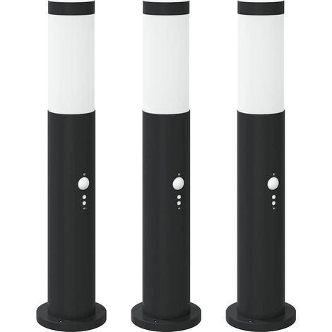 Bornes lumineuses avec détecteur lot de 3 50 cm acier inoxydable IP44 vidaXL (1/5)