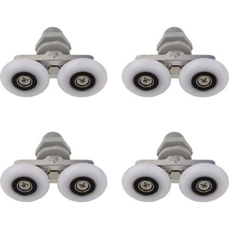 Roulettes doubles pour porte de douche 19mm – Alliage aluminium et ABS – Épaisseur verre 4 à 6mm – Lot de 4 rouleaux de rechange (1/4)